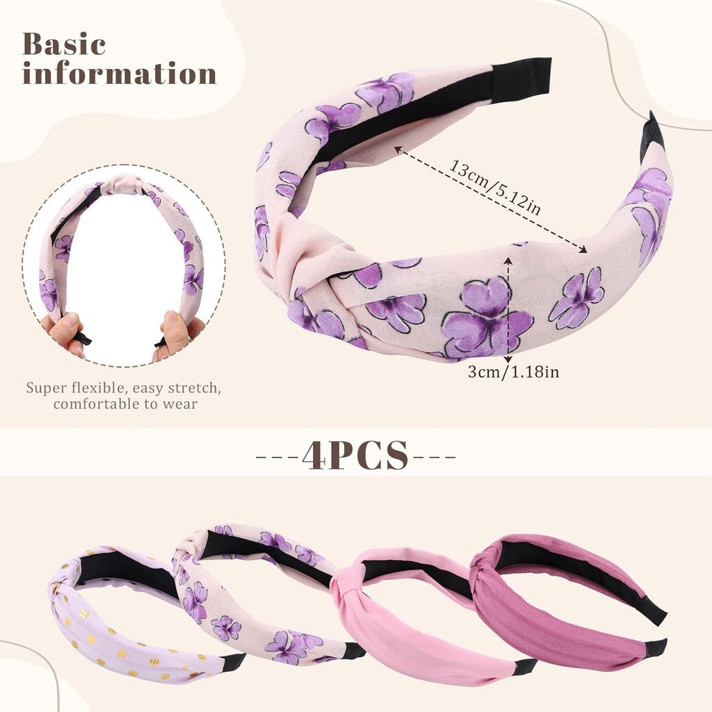 4PCS Knotted Headbands for Women Girls